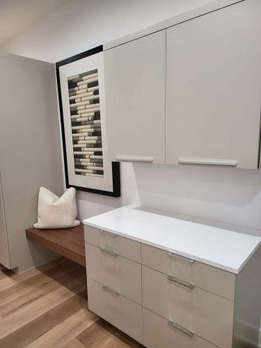 portfolio image of kitchen cabinets and wall art